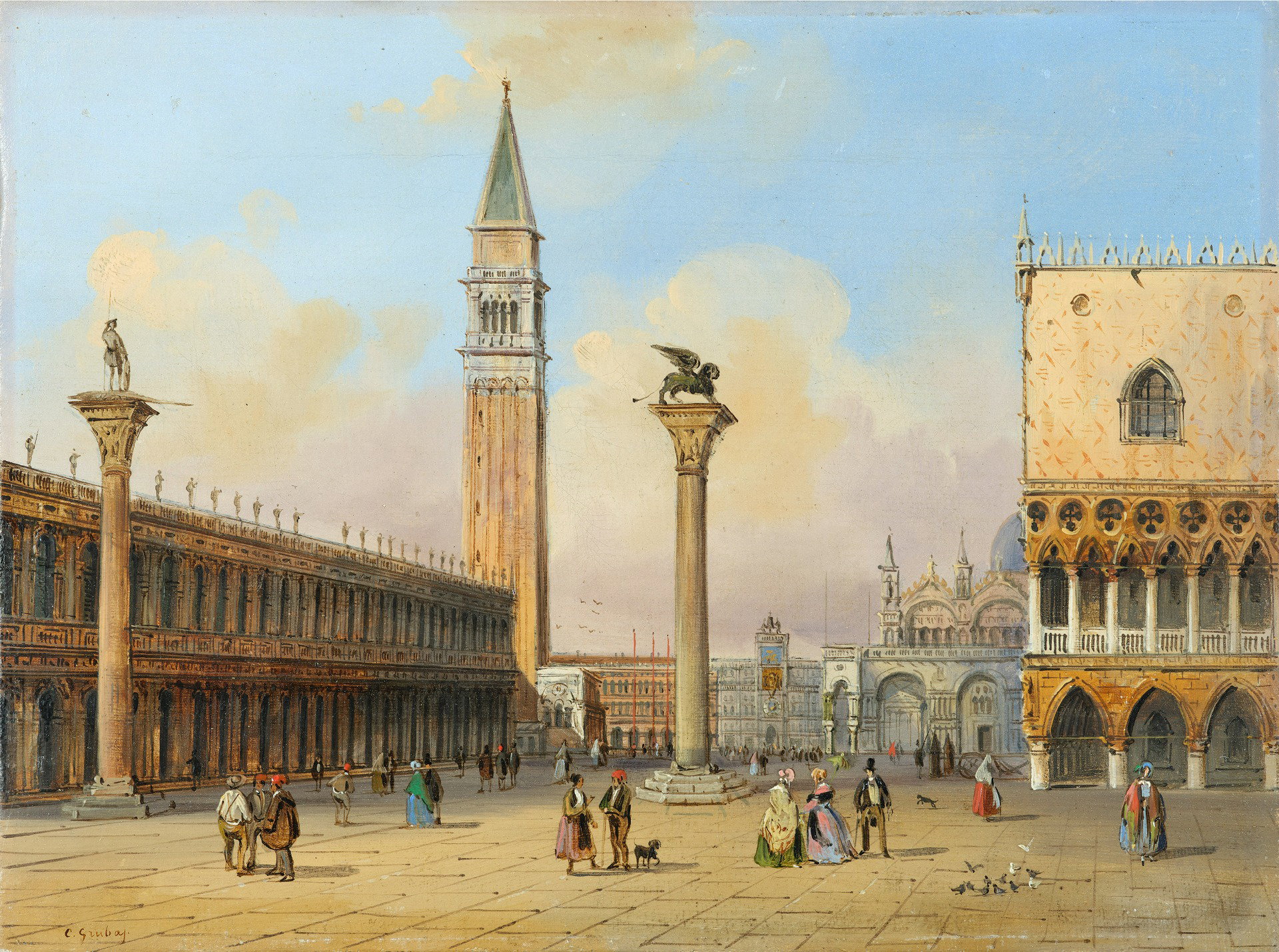 Carlo Grubacs (Venedig, 1802 – nach 1878) - Markusplatz, Ansicht vom Kai